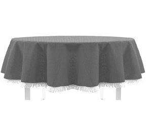 EXKLUSIV HEIMTEXTIL Nappe de Jardin Ronde Ovale avec Franges - Gris foncé - 140x180 cm Oval