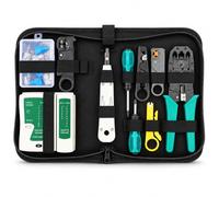 EXKRT Kit d'outils réseau RJ45 avec testeur de câble, outil de poinçonnage, pince à dénuder, 10 connecteurs RJ45 et tournevis pour réparation de câbles Ethernet Cat5 Cat5e Cat6