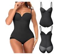 EXKURPOO Body Gainant Combinaison Amincissante Une pièce for Femme, Haut Gainant, contrôle du Ventre, sans Couture, avec Soutien-Gorge intégré(Black,L)