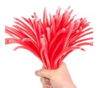 EXKURPOO Fil Chenille Tiges de Chenille colorées, Cure-Pipe, Tige en Peluche, Guirlande, bâton câblé, torsadé, Bande Cheveux, Bricolage, Artisanat Fait Main, Jouet éducatif(Red,300PCS)