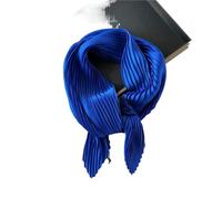EXKURPOO Foulard en soie petit 1 foulard en soie plissée de 70 cm, petit foulard carré uni, couleur unie for femme, léger et saisonnier(ROYAL BLUE)