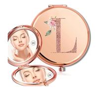EXKURPOO Miroir de Poche Miroir de Maquillage Rond grossissant Double Face en métal, Miroir de Poche Compact et Portable(ColorL)
