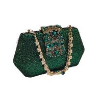 EXKURPOO Sac en strass Pochette de soirée en strass forme diamant for femme, sac à main avec longue chaîne, Lady Everning, pochette(Green)