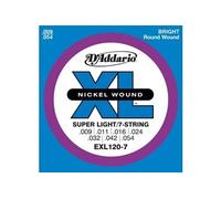 D'Addario Cordes guitare électrique EXL120-7 Nickel Wound Super Light 9-54 7 cordes