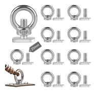 EXLECO 10 Pcs Ecrous à œil de Taille M10 Tige Filetée M8*25mm Écrou à Anneau de Levage Boulon à œil Anneaux en Inox D'écrous à Anneau Femelle Boulon à Oeil pour Raccord de Corde Accessoires de Levage