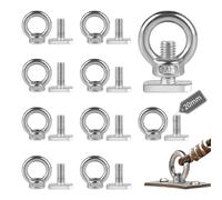 EXLECO 10 Pcs Ecrous à œil de Taille M8 Tige Filetée M8*20mm Écrou à Anneau de Levage Boulon à œil Anneaux en Inox D'écrous à Anneau Femelle Boulon à Oeil pour Raccord de Corde Accessoires de Levage