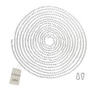 EXLECO 10M Chaîne en Acier Inoxydable φ1,5mm Chainette avec 2 Mousquetons, Promenade, Chaîne de Chien Chaîne De Séchage Robuste Charge Chaîne D'ancrage Chaîne Balançoire, Maximale de 20KG