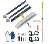EXLECO 11er Kit L'outil Parfait de Ciment Autonivelant avec Chicanes, 3&5MM Raclette Dentée Double Face, Rouleau Debulleur, Perche Telescopique, Lawn Aerator Shoes, Gants, pour Peinture Enduire