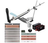 EXLECO 14Pcs Aiguiseur Couteaux Professionnel Affuteur de Couteaux Rotation à 360° Eguiseur de Couteau Angle Fixe Knife Sharpener Serrage Rapide Aiguiseur Couteau avec 4 Aiguiseur 6 Pierres à Diamant