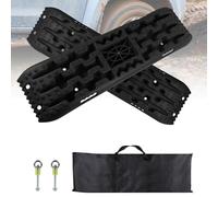 EXLECO 2 Pcs Plaques de Desensablage, Accessoire de Désenlisement pour Cale Camping Carr, 4x4 jusqu‘à 10T, Rampe Voiture de Récupération à Traction sur Sable, avec Sac de Rangement, Support, Noir