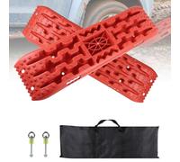 EXLECO 2 Pcs Plaques de Desensablage, Accessoire de Désenlisement pour Cale Camping Carr, 4x4 jusqu‘à 10T, Rampe Voiture de Récupération à Traction sur Sable, avec Sac de Rangement, Support, Rouge