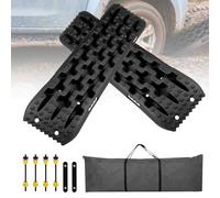 EXLECO 2Pcs Plaque Desensablage Tapis de Traction Tout Plaque de Désenlisement Camping Car Tapis de Traction en Plastique Accessoire Off Road Planche de Récupération pour Boue Sable Neige Noir