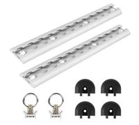 EXLECO 2pcs Rail Aero 30cm Argent, en Aluminium Anodisé, Anti-UV | Rail Arrimage Rond avec Anneau Arrimage & Embout, Kit de Démarrage Rails d'Aviation, Rail Aeronautique pour Remorques Camions