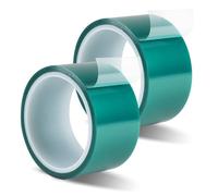EXLECO 2Pcs Ruban Adhésif Haute Température 50mmx33m, Kapton Tape Vert, PET-Rubans Résistant à la Chaleur pour Imprimante Sublimation, Electronique Soudure, Masquage, Carte de Circuit Imprimé Isolant