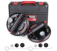 EXLECO 2x Ventouses Carrelage avec Manomètre, Ventouse Vitre Professionnelle, Capacité de Charge Max 200 kg, 8" Ventouse Pare Brise pour Verre, Carrelage, Meubles, Boîte de Transport Incluse, Noir