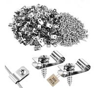 EXLECO 300 Pièces Fixation Grillage Rigide R-Clip avec Vis sur Poteau pour Clôture Agricole - Attache Agrafe Pince Cavalier Clips Serrage Montage Mur, Inox 304
