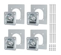 EXLECO 4pcs Anneau D'arrimage pour Remorque, Anneaux de Remorque Cavités D'arrimage avec Contre-Plaques et Vis, Œillets Arrimage Galvanisés Anneau Arrimage Encastrable 800 daN Accessoire Remorque