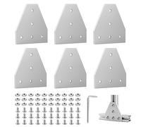 EXLECO 6Pcs Plaque de Connexion Profil en Aluminium 20 x 20 T Plaque de Jonction Extérieure, Supports D'angle, Plaque D'angle, Profilés Extérieur L Forme avec écrous vis clé pour 6mm Profilé Alu