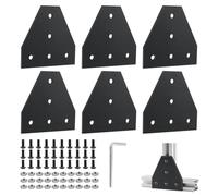 EXLECO 6Pcs Plaque de Connexion Profil en Aluminium 20 x 20 T Plaque de Jonction Extérieure, Supports D'angle, Plaque D'angle, Profilés Extérieur T Forme avec Écrous pour 6mm Profilé Alu, Noir