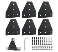 EXLECO 6Pcs Plaque de Connexion Profil en Aluminium 30 x 30 T Plaque de Jonction Extérieure, Supports D'angle, Plaque D'angle, Profilés Extérieur T Forme avec Écrous pour 7mm Profilé Alu, Noir
