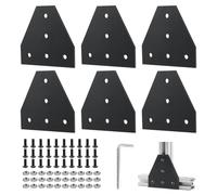 EXLECO 6Pcs Plaque de Connexion Profil en Aluminium 40 x 40 T Plaque de Jonction Extérieure, Supports D'angle, Plaque D'angle, Profilés Extérieur T Forme avec Écrous pour 9mm Profilé Alu, Noir