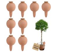 EXLECO 8 × 430ml Oyas Arrosage avec Liège, Arrosoir Terreau Plante Intérieur, Cône Kugelförmig D'argile pour Arrosage Automatique des Fleurs, Olla a Enterrer, pour Jardin, Potager, Pot en Terre Cuite