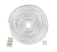EXLECO 8M Chaîne en Acier Inoxydable φ1,2mm Chainette avec 2 Mousquetons, Promenade, Chaîne de Chien Chaîne De Séchage Robuste Charge Chaîne D'ancrage Chaîne Balançoire, Maximale de 10KG