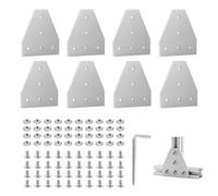 EXLECO 8Pcs Plaque de Connexion Profil en Aluminium 40 x 40 T Plaque de Jonction Extérieure, Supports D'angle, Plaque D'angle, Profilés Extérieur T Forme avec Écrous vis clé pour 9mm Profilé Alu