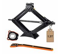 EXLECO Cric pour Voiture Max 1,5T Portatif Cric Losange avec 2 in 1 Manivelle, Crics de Levage Manuel Cric à Ciseaux Crique Voiture avec Cliquet Roue Changement Tools pour VP SUV MPV