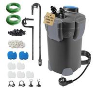 EXLECO Filtre Extérieur Aquarium 1000L/H 18W Pompe Externe D'aquarium Réglable avec Matériau Filtrant, Filtre Bassin Poisson Silencieux avec 3 Étapes de Filtration pour Réservoir Jusqu'à 300 L Noir