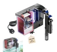 EXLECO Filtre Externe pour Aquarium 6W 800L/H, Pompe Externe avec Lampe UV, Système de Filtration avec Epongeet et Skimmer, Filtre Cascade Réglable pour Petits Aquariums 75-190L Accessoires Tortues