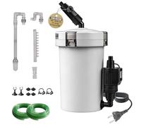 EXLECO Filtre UV Aquarium Externe Réglable 400L/H 6W, Silencieux Pompe a Air Aquarium avec Matériel de Filtration, pour Réservoir Jusqu’à 150 L, pour Poisson Rouge, Tortue Deau, HW-603B