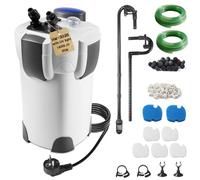 EXLECO Filtre UV Externe Aquarium 1400L/H 35W Pompe D'aquarium Réglable avec Matériau Filtrant, Filtre Bassin Poisson Silencieux avec 3 Étapes de Filtration pour Réservoir Jusqu'à 300 L HW-302B