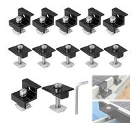 EXLECO Kit de 12 Support Panneau Solaire 30-35mm, Fixation Panneaux Solaires Photovoltaïque en Aluminium pour Rail, 6 Pinces Centrales en T et 6 Pièces d'Extrémité en Z, PV Pince de Toit, Noir