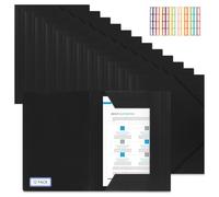 EXLECO Lot de 12 classeurs d'angle A4 avec élastique, en plastique PP, noir