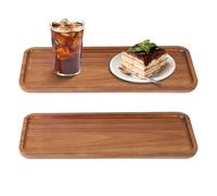 EXLECO Lot de 2 plateaux rectangulaires en bois d'acacia - 30 x 12 cm - Plateau de service rectangulaire - Plateau de service en bois d'acacia - Plateau de service pour fromage, dessert, bougies