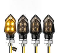 EXLECO Lot de 4 clignotants LED M8 12 V CC pour moto - Certifié E - Universel SMD - Mini clignotants arrière - Pour motocross, vélo, cyclomoteur, scooter électrique