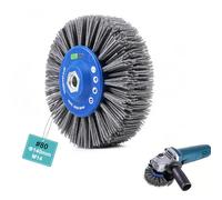 EXLECO M14 Grain #80 Brosse Ronde en Nylon Abrasive pour Meuleuse D'angle ø140mm, Epaisseur de Fil 1,2mm, Brosse Structurante Dérouillage, Roue de Tréfilage de Polissage pour Machine de Satinage Bros