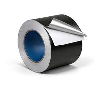 EXLECO Ruban Adhésif Aluminium Noir 100 mm x 50 m, Épaisseur 0,07 mm - Scotch Haute Temperature avec Pellicule de Protection, isolant Thermique y Imperméable, Scotch Pare Vapeur pour Conduits