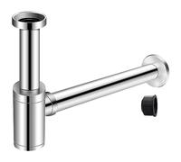 EXLECO Siphon de Lavabo Chromé Universel Tube Siphon de Lavabo Siphon en Acier Inoxydable 1 1/4 x 32mm Salle de Bain Siphon Évier Métal Siphon à Tube Siphon à Tube Syphon Lavabo Reglable Anti Odeur
