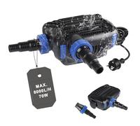 EXLECO Super ECO Pompe de Bassin 70W max. 8000L/H Pompe Fontaine Exterieur Aquarium Pompe Submersible Pomp Fontain Pomp À Eau avec Filtre & Câble 10M D'économie Pompage pour Piscine Ruisseau Bassin