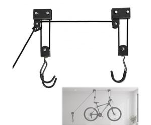 EXLECO Support velo Plafond Max.57 kg Ascenseur de Vélo Universel avec Crochet et Range à Corde Adapté aux Vélos et Yacht