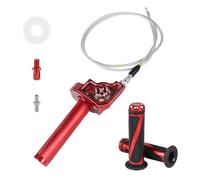 EXLECO Tirage Rapide 50cc-200cc avec Câble & Poignée Moto, CNC-Allu, Rouge | Poignée d'Accélérateur Moto 22mm, Poignet Accelerateur Moto en Alu Anodisé, Poignée de Gaz Rapide pour Quad ATV Dirt Pit Bike