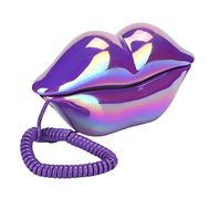 Exliy Téléphone Fixe Fixe, Forme Bouche des lèvres téléphone de Bureau Filaire téléphone pour la décoration d'hôtel de Bureau à Domicile (Violet)