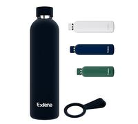 Exllena Gourde Isotherme 1l - Bouteille Isotherme 1l en 304 Acier Inoxydable sans BPA - 100% Étanche Idéal pour le Sport, Gym, Voyage - Noir