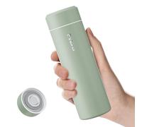 Exllena Petite bouteille d'eau 350 ml pour boissons chaudes et froides, parfaite petite bouteille d'eau isotherme pour l'école, les voyages, le lait, le café... (vert sauge)