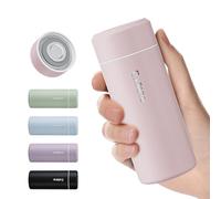 Exllena 【Version OPTIMISÉE】 Mini Gourde Isotherme 250ml- Petite Bouteille Isotherme Sans BPA & Anti-Fuite Parfaite pour Sac à Main, Idéale pour Voyage et Bureau(Rose)