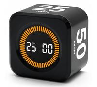 Exlliy Minuteur de productivité rotatif 5, 25, 10, 50 minutes préréglé, cube de bureau avec capteur de gravité pour TDAH, fonctions silencieuses, idéal pour le travail, les études, la cuisine, la