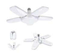 Exmate Lampe de garage à LED 80 W E27 6500 K 4800 lm - Lampe déformable avec 5 panneaux réglables - Plafonnier pour entrepôt, atelier, cave, salle de gym, cuisine