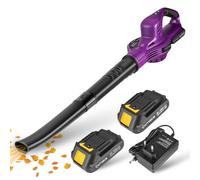 Exmate Souffleur à feuilles électrique avec 2 batteries au lithium de 2,0 Ah et chargeur, 20 V 130 MPH, peut enlever les feuilles, la saleté, la neige, les terrasses, les terrasses, les terrasses, les